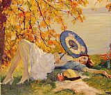 Woman Reclining by a Lake by Edward Cucuel